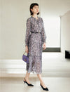 Vintage Floral Print Ruffle Detail Midi Dress