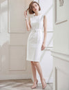 Solid Color Self-Belt Sleeveless Dress