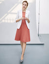 Coral Sleeveless Pleated Dress
