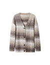 Wool Blend Gradient Stripe Open-Front Cardigan