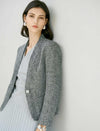 Grey Textured Cropped Blazer