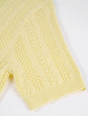 Pale Yellow Tencel Pearl Trim Knit Cardigan