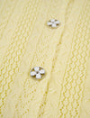 Pale Yellow Tencel Pearl Trim Knit Cardigan
