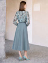 Sheer Abstract Print Bow Neck Blouse