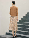 100% Wool Round Neck Button Long Sleeve Cardigan