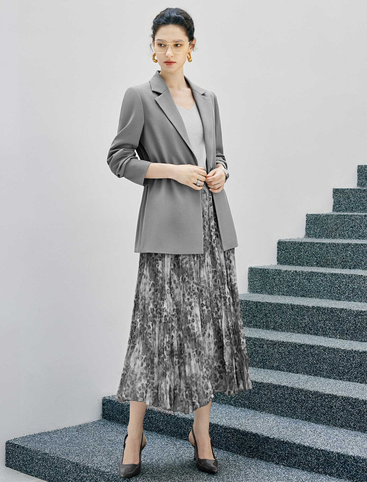 Notched Lapel Drawstring Waist Long Sleeve Jacket