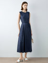 Floral Jacquard A-Line Sleeveless Midi Dress