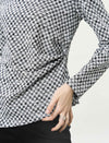 Plaid Black White Slim Fit Knit Top