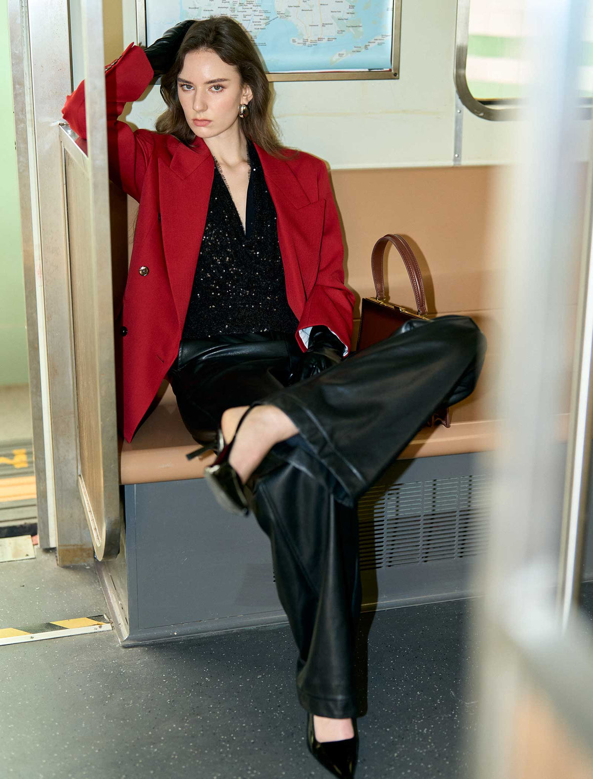 Halter Cowl Neck Open-Back Sequin Top