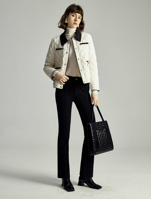 Quilted Contrast Detail Down Jacket