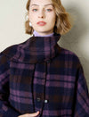 Plaid Wool-Alpaca Blend Detachable Scarf Collar Jacket