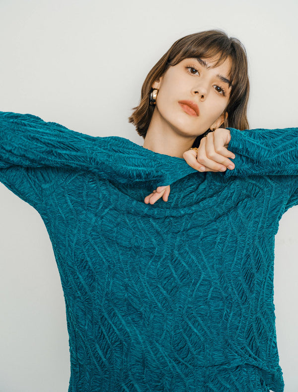 Textured Mock Neck Top