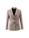 Plaid Button-Front Fitted Blazer