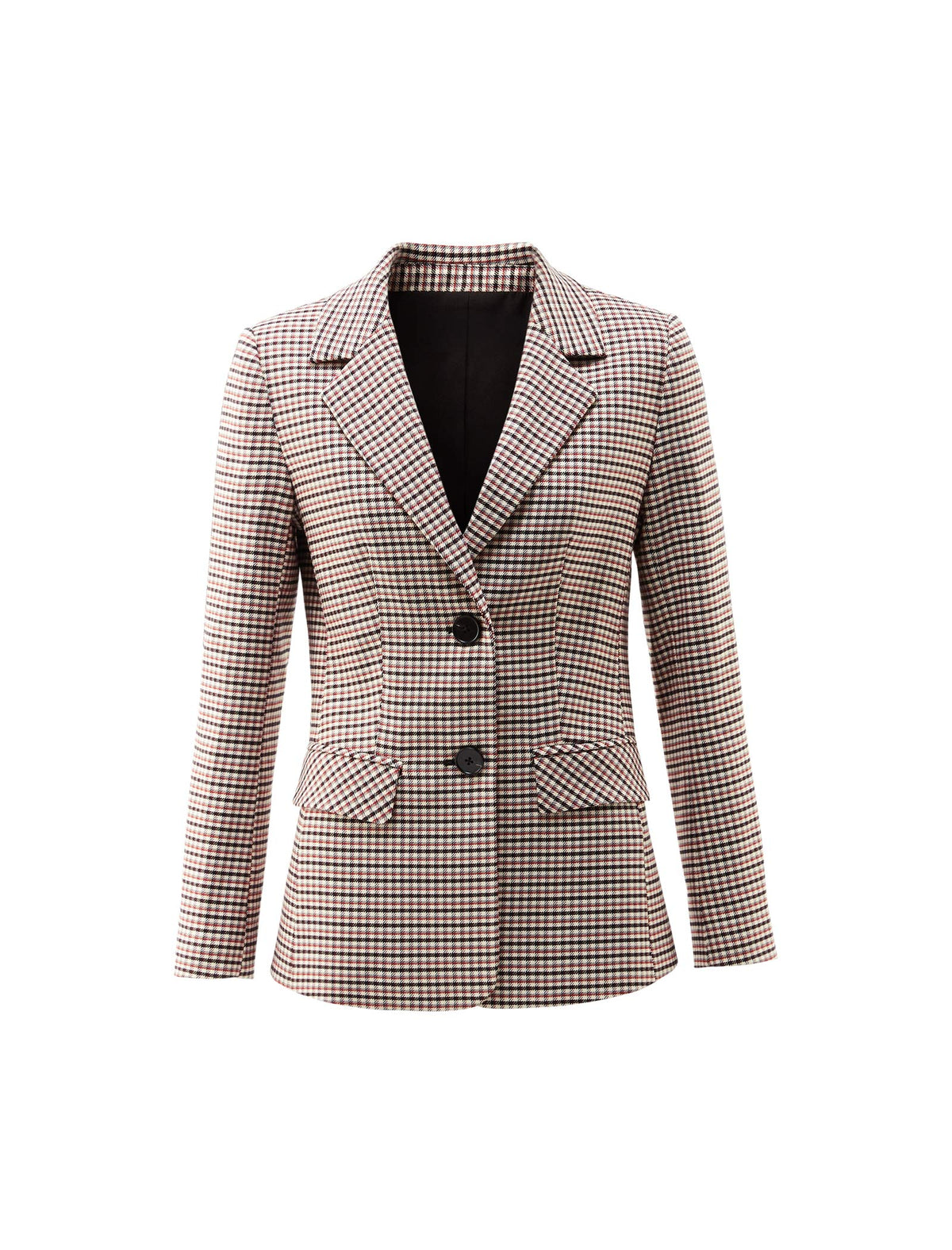 Plaid Button-Front Fitted Blazer