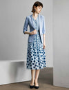 Blue Polka Dot Sleeveless Midi Dress