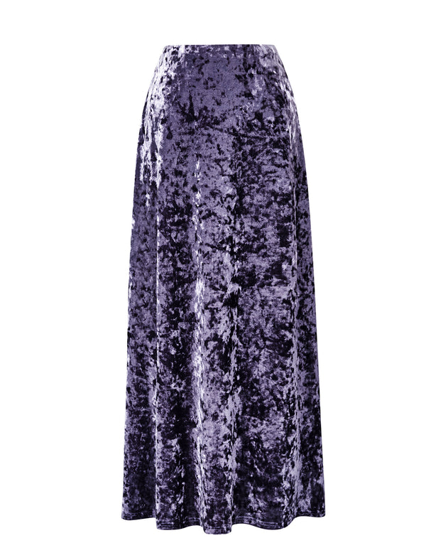 Purple Crushed Velvet Maxi Skirt