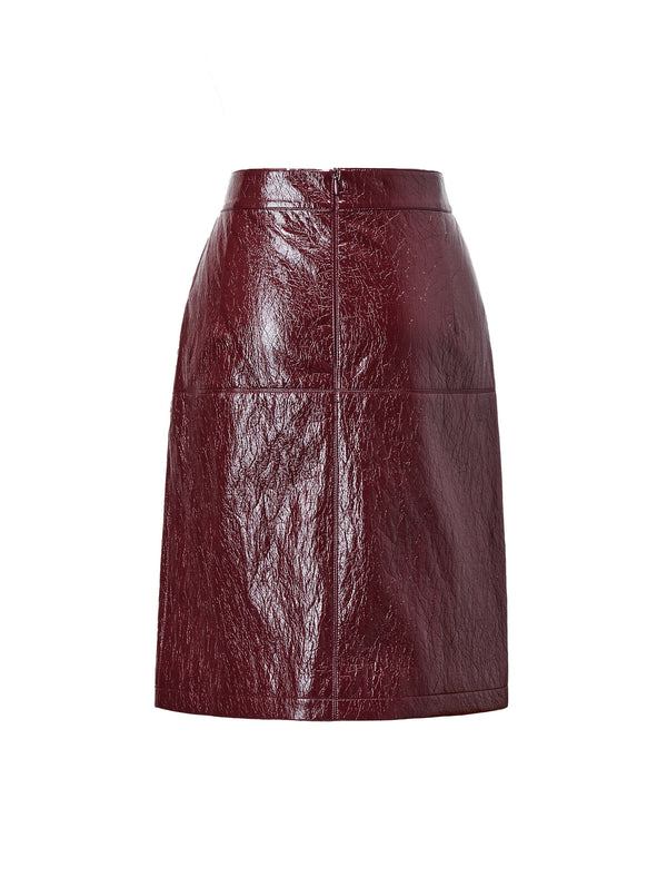 Burgundy Faux Leather Mini Skirt