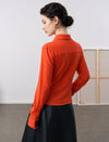 100% Wool Lapel Long Sleeve Button-Down Shirt