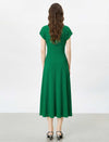 Green Knot-Waist Midi Dress