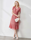 Romantic Ruffled Floral Chiffon Midi Dress