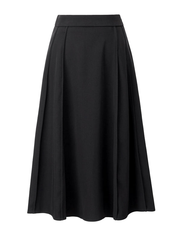 Black A-Line Midi Skirt