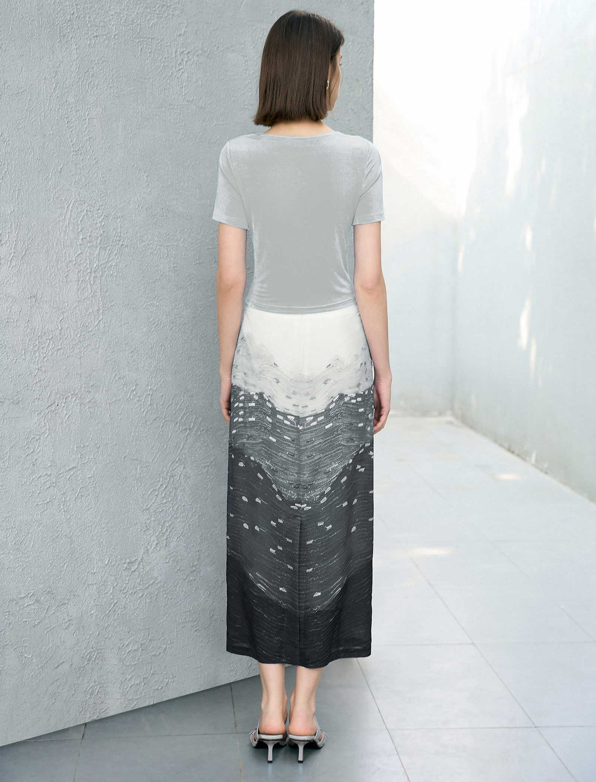 Velvet Cowl Neck Short Sleeve Top
