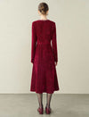 Burgundy Tweed Midi Dress