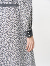 Abstract Print Belted Long Sleeve Midi Dress