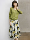 Wool Mulberry Silk Blend V-Neck Button Cardigan