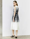Printed Waist-Cinched Sleeveless Dress
