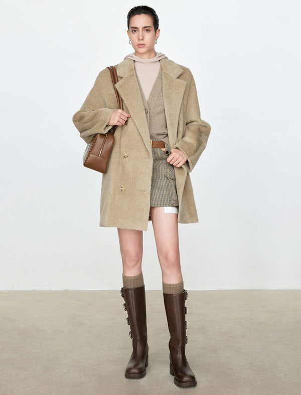 100% Alpaca Double-Breasted Wool Coat