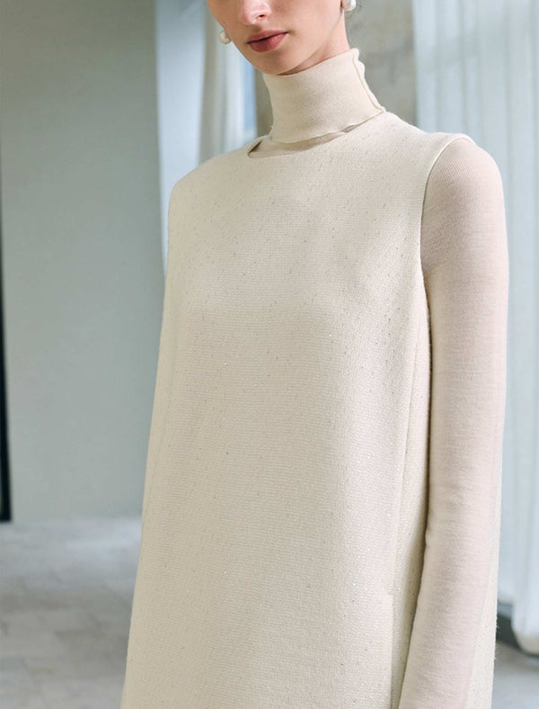 Wool-Blend Sleeveless Shift Dress