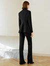 Topstitched Fitted Blazer with Structured Silhouette