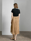 Crinkled Metallic Midi Skirt