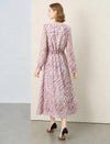 Mauve Zebra Print Long Sleeve Midi Dress