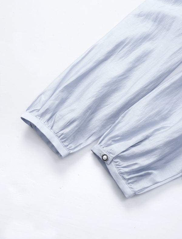 Embellished Collar Long Puff Sleeve Blouse