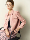 Suede-Feel Shirt Collar Button Jacket