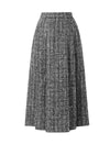 Gray Vintage High-Waist A-Line Midi Skirt