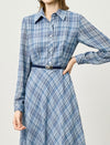 Plaid Belted Fit Flare Midi Dress