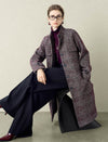 Classic Plaid Wool-Blend Stand Collar Coat