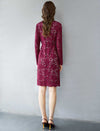 Burgundy Lace Sequin Sheath Mini Dress
