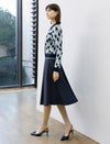 Vintage Pleated A‑Line Midi Skirt