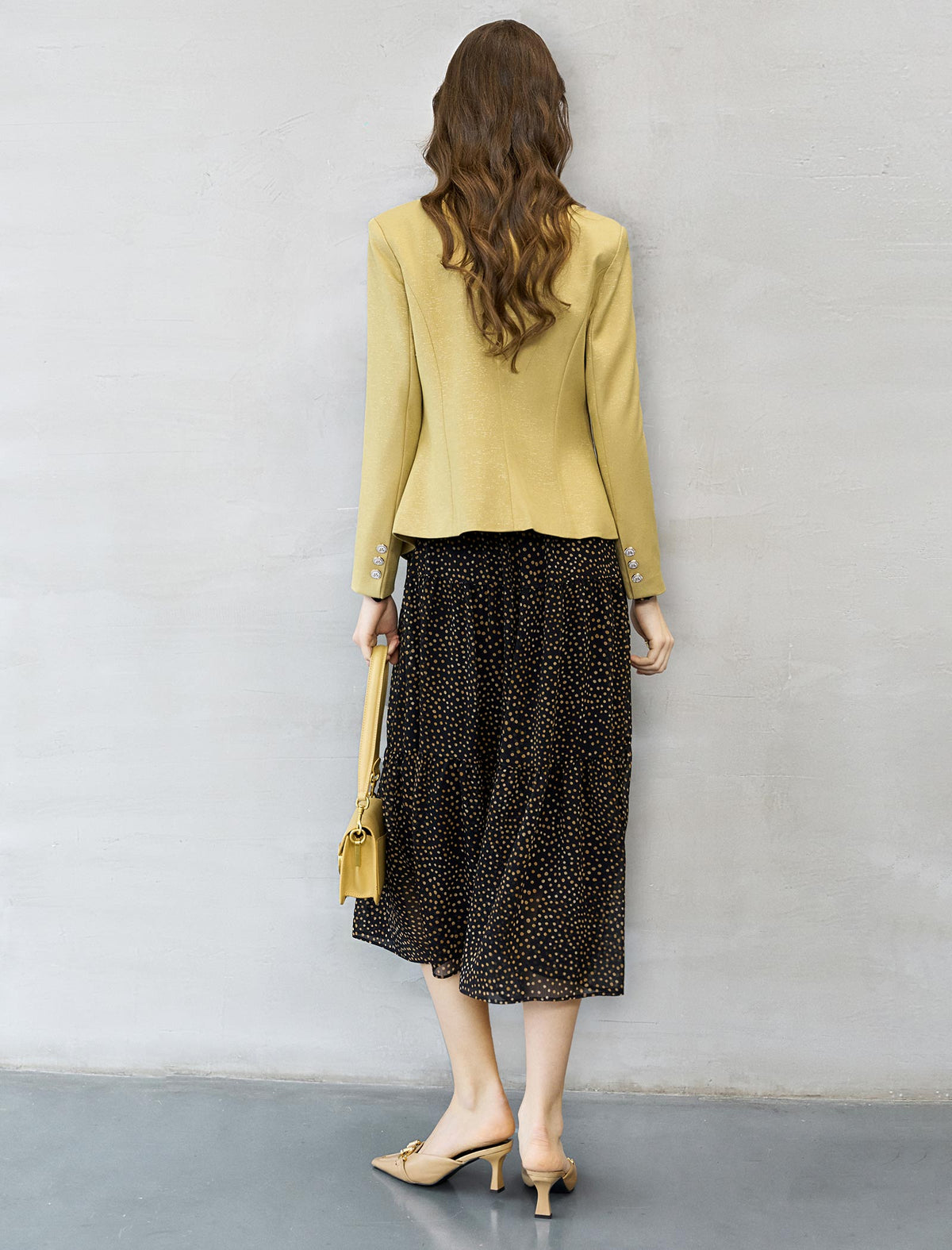 Single Button Textured Cropped Blazer