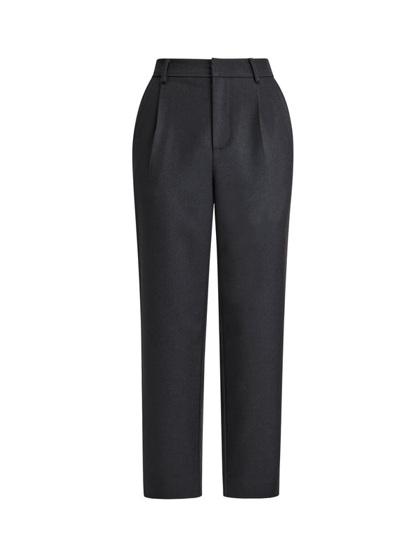 Black High-Waisted Tapered Pants