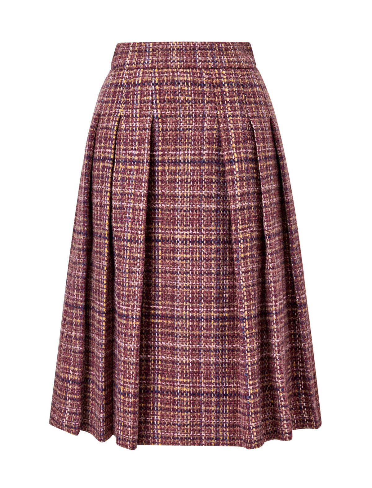 Wool-Blend Plaid Midi Skirt