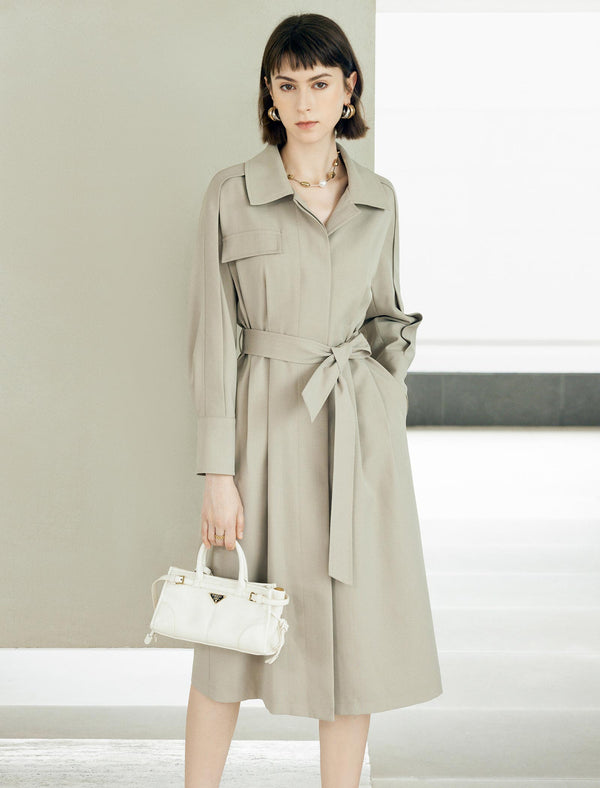 Lapel Mid-Length Classic Trench Coat