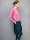 Wool Blend Shimmer Tie-Neck Cable-Knit Sweater