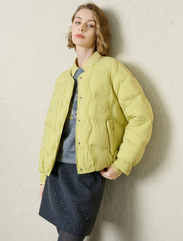 Bomber-Style Down Cropped Jacket
