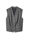 Wool Gray Old-Money V-Neck Vest Coat