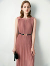 Pleated Sleeveless Midi Dress